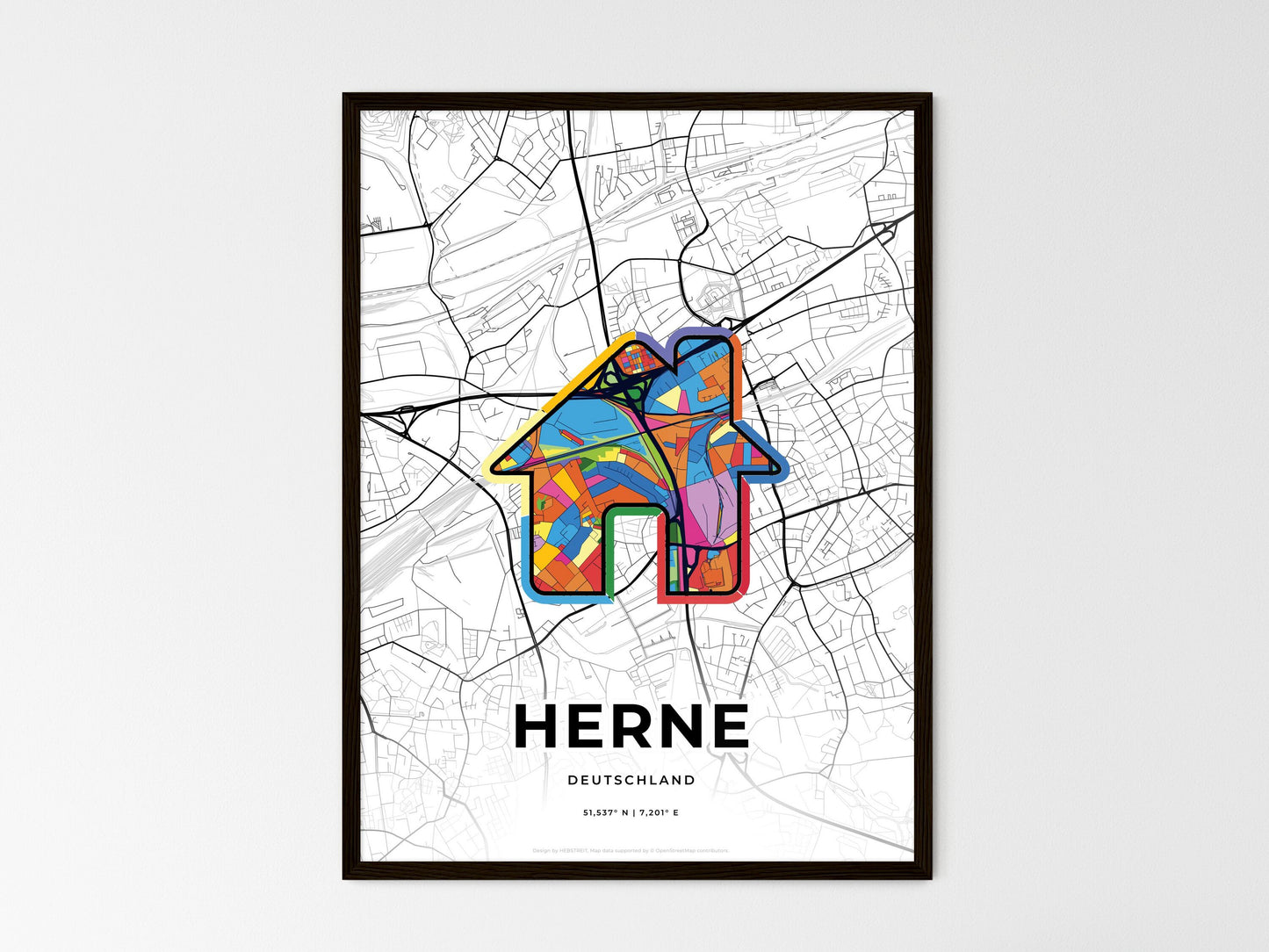 Herne Germany wedding art map with home icon