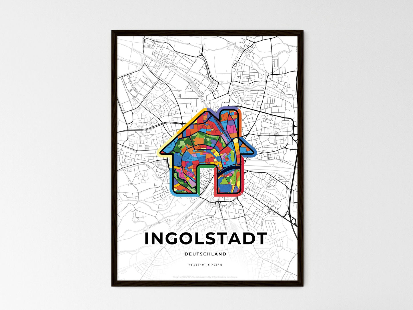 Ingolstadt Germany wedding art map with home icon