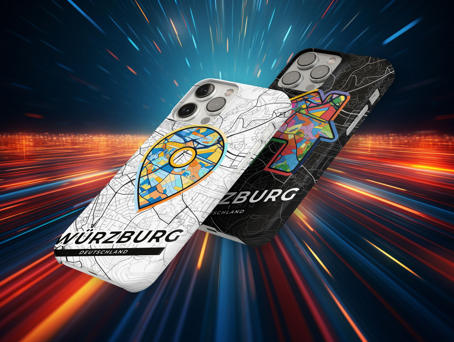 Würzburg Deutschland slim phone case with colorful icon. Birthday, wedding or housewarming gift. Couple match cases.