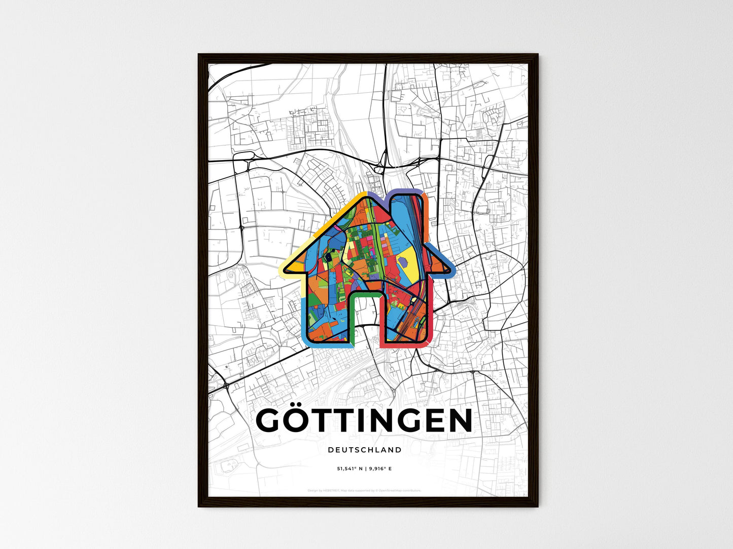 Gottingen Germany wedding art map with home icon