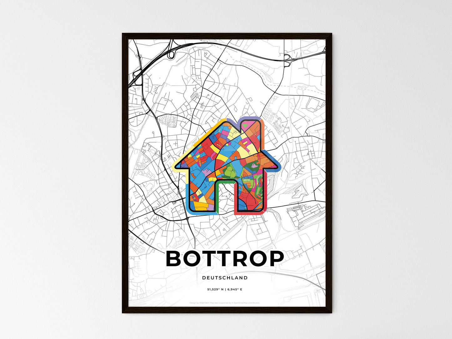Bottrop Germany wedding art map with home icon