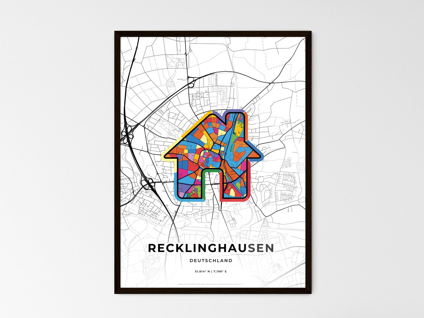 Recklinghausen Germany wedding art map with home icon
