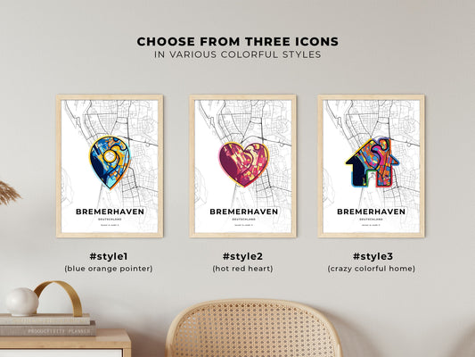 Bremerhaven Germany maps with colorful icons
