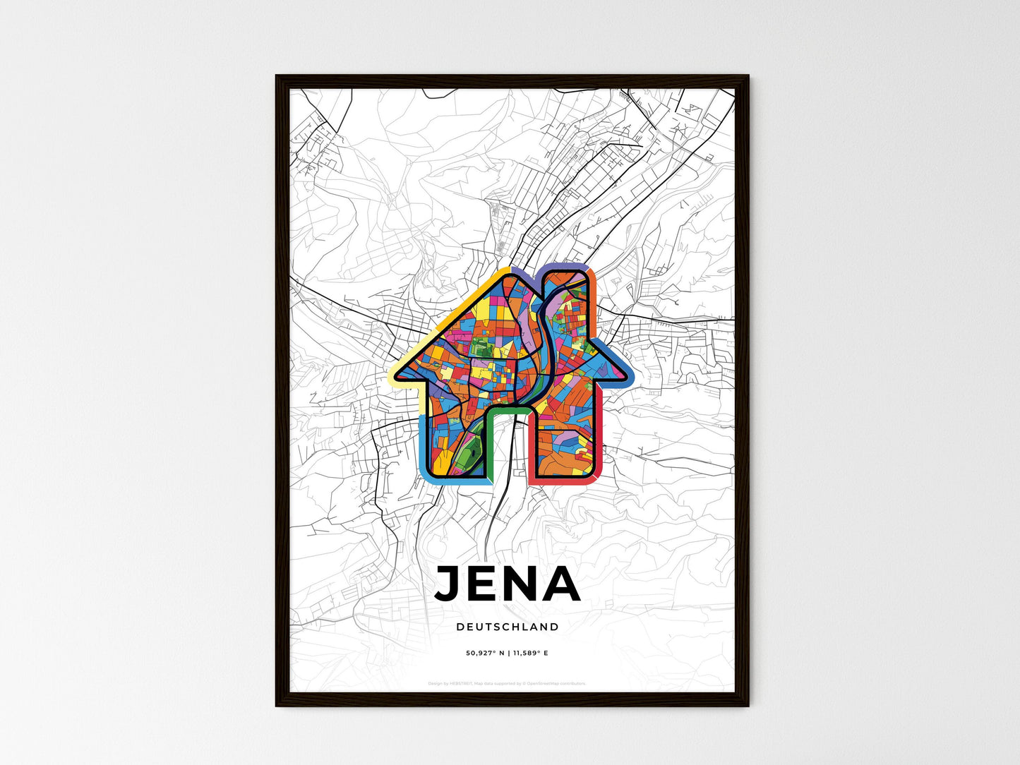 Jena Germany wedding art map with home icon