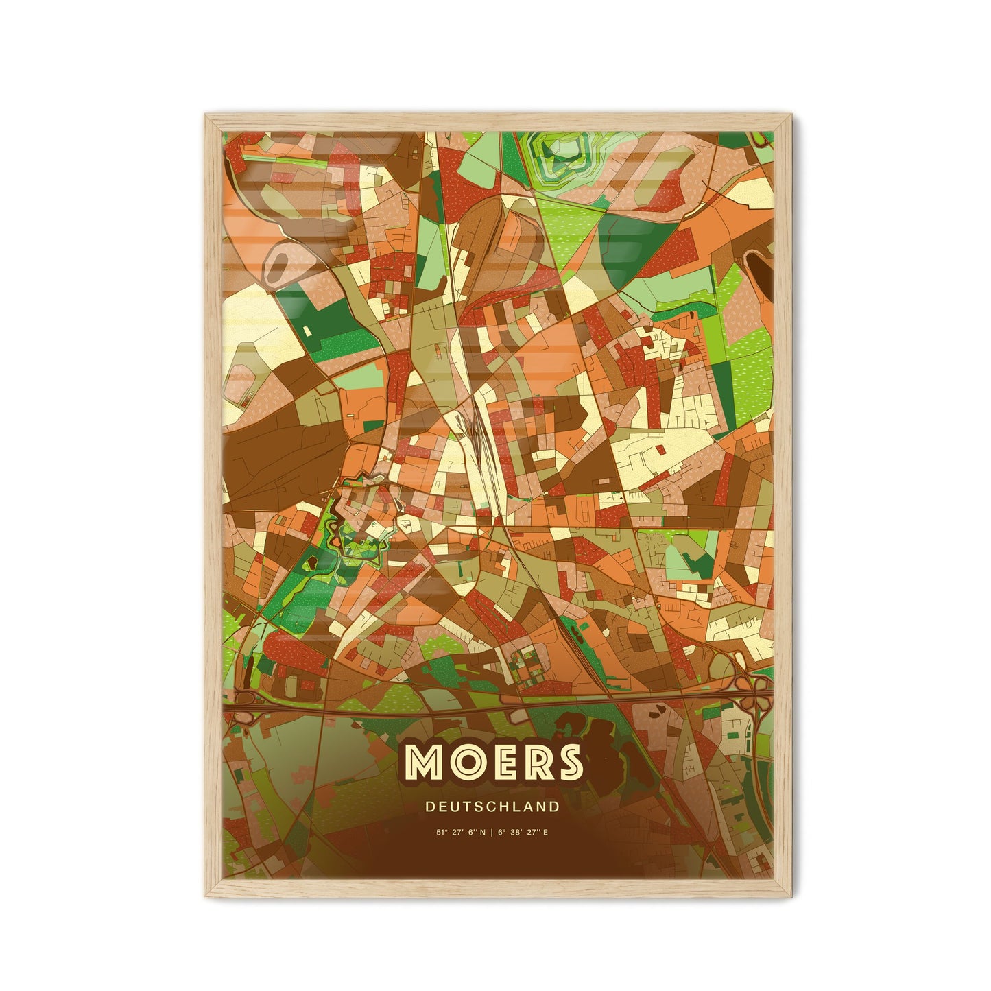 Colorful MOERS GERMANY Fine Art Map Farmhouse