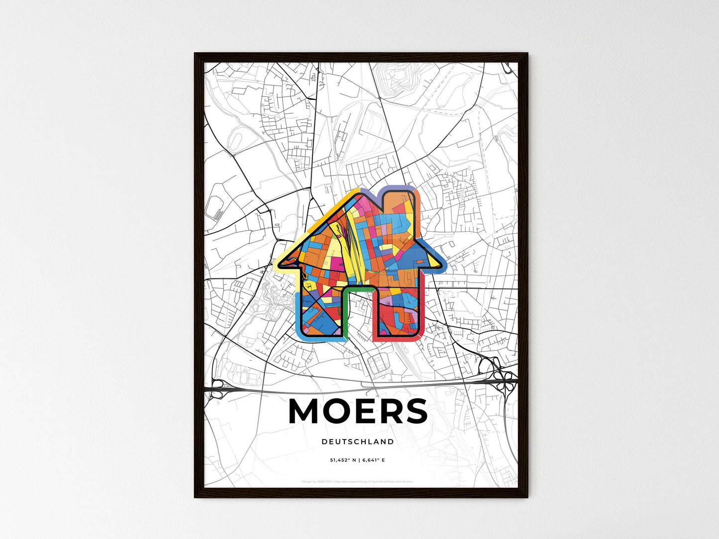 Moers Germany wedding art map with home icon