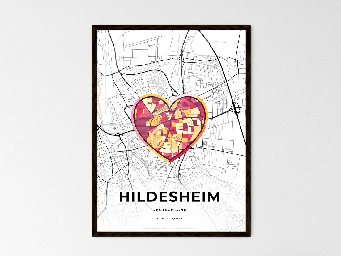 Hildesheim Germany wedding art map with heart icon