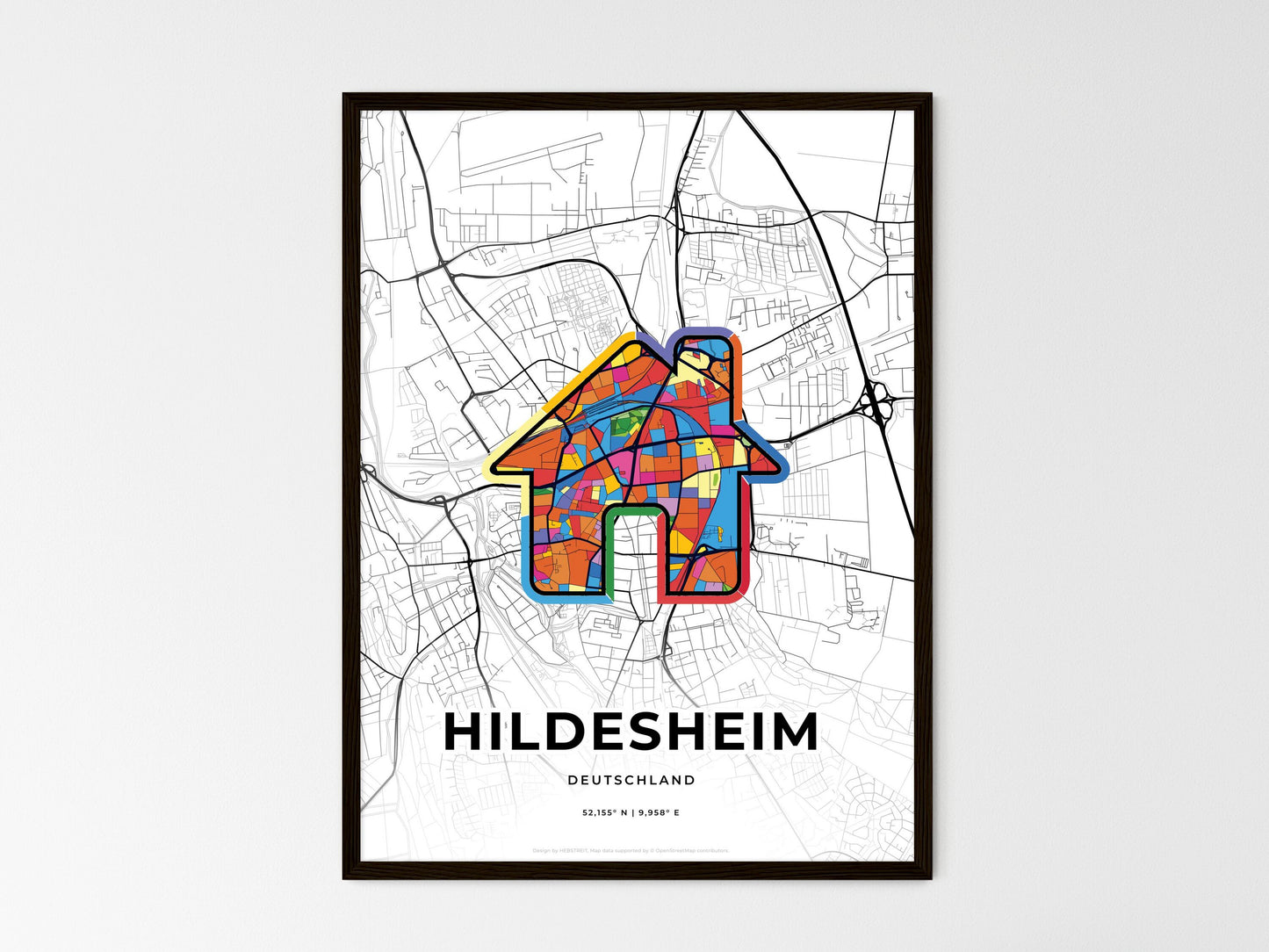 Hildesheim Germany wedding art map with home icon