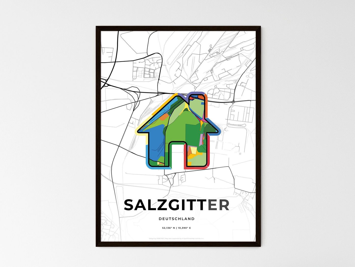Salzgitter Germany wedding art map with home icon