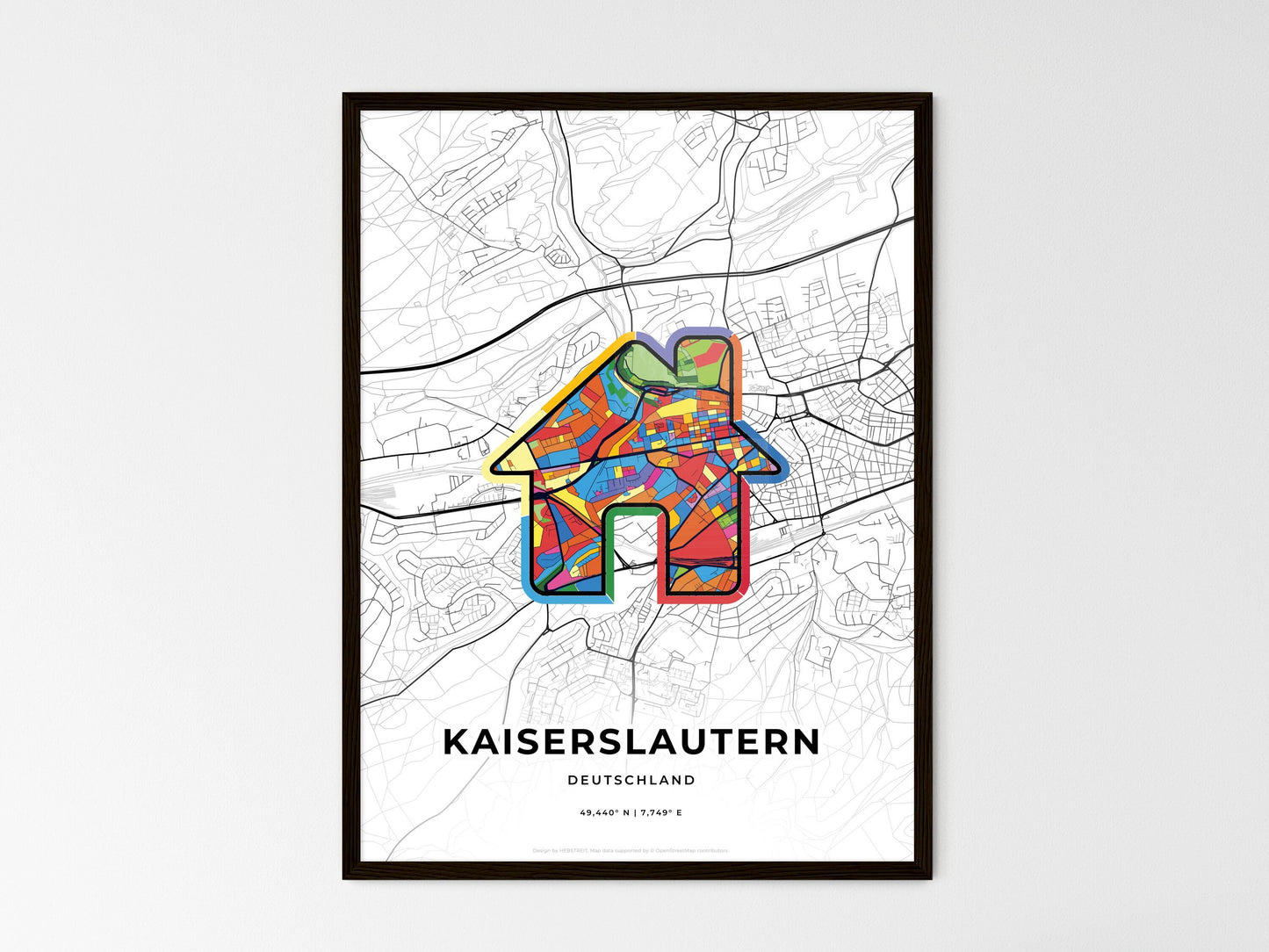 Kaiserslautern Germany wedding art map with home icon
