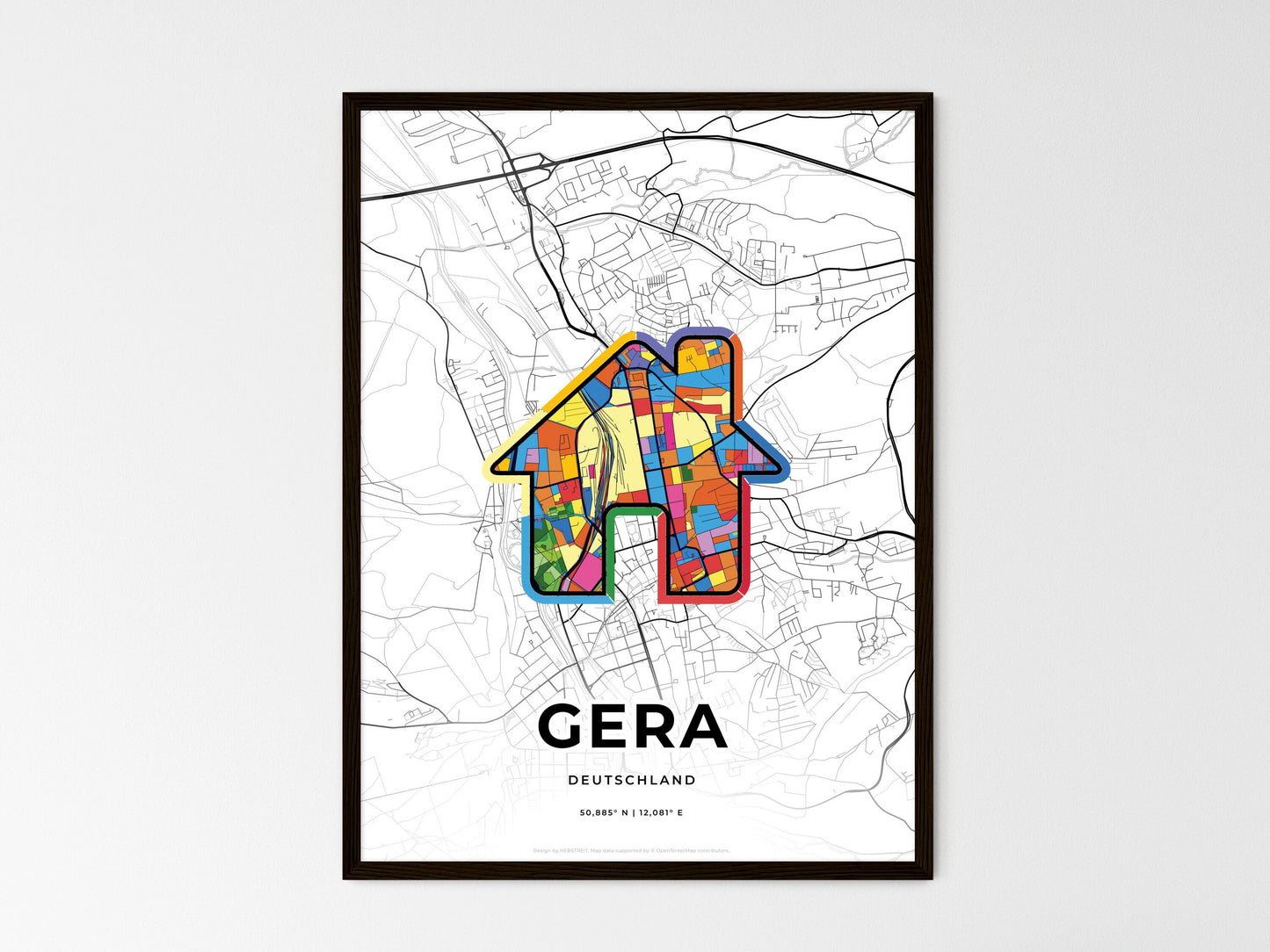 Gera Germany wedding art map with home icon