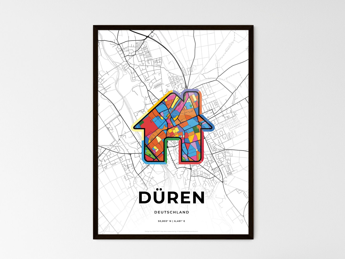 Duren Germany wedding art map with home icon