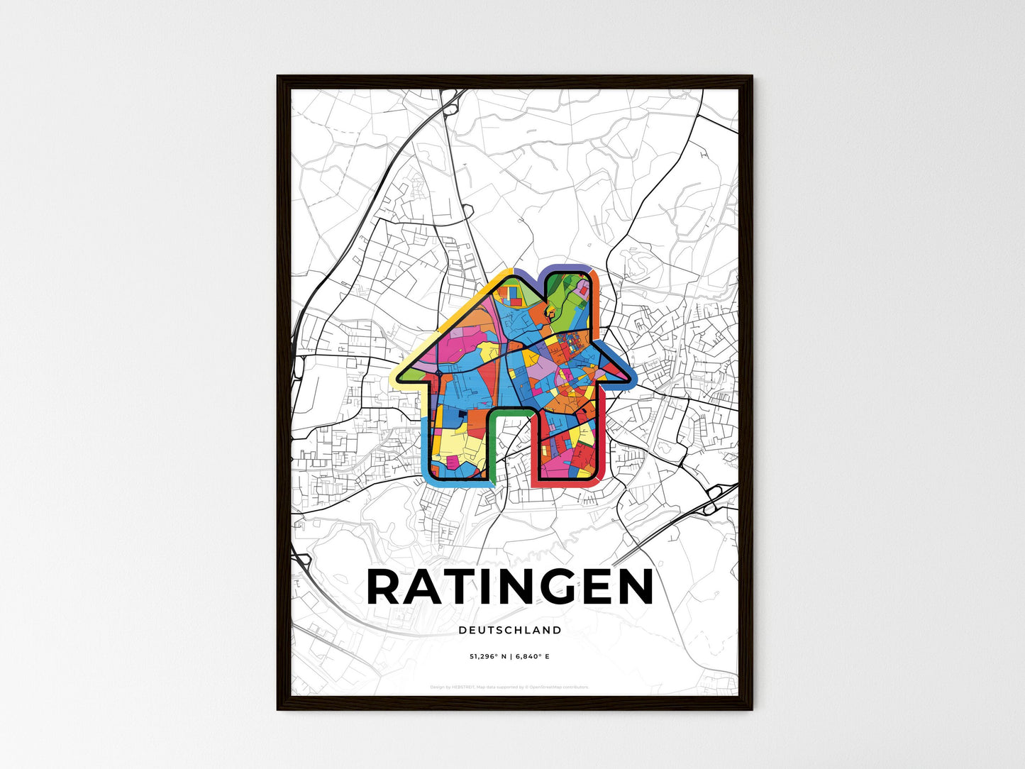 Ratingen Germany wedding art map with home icon