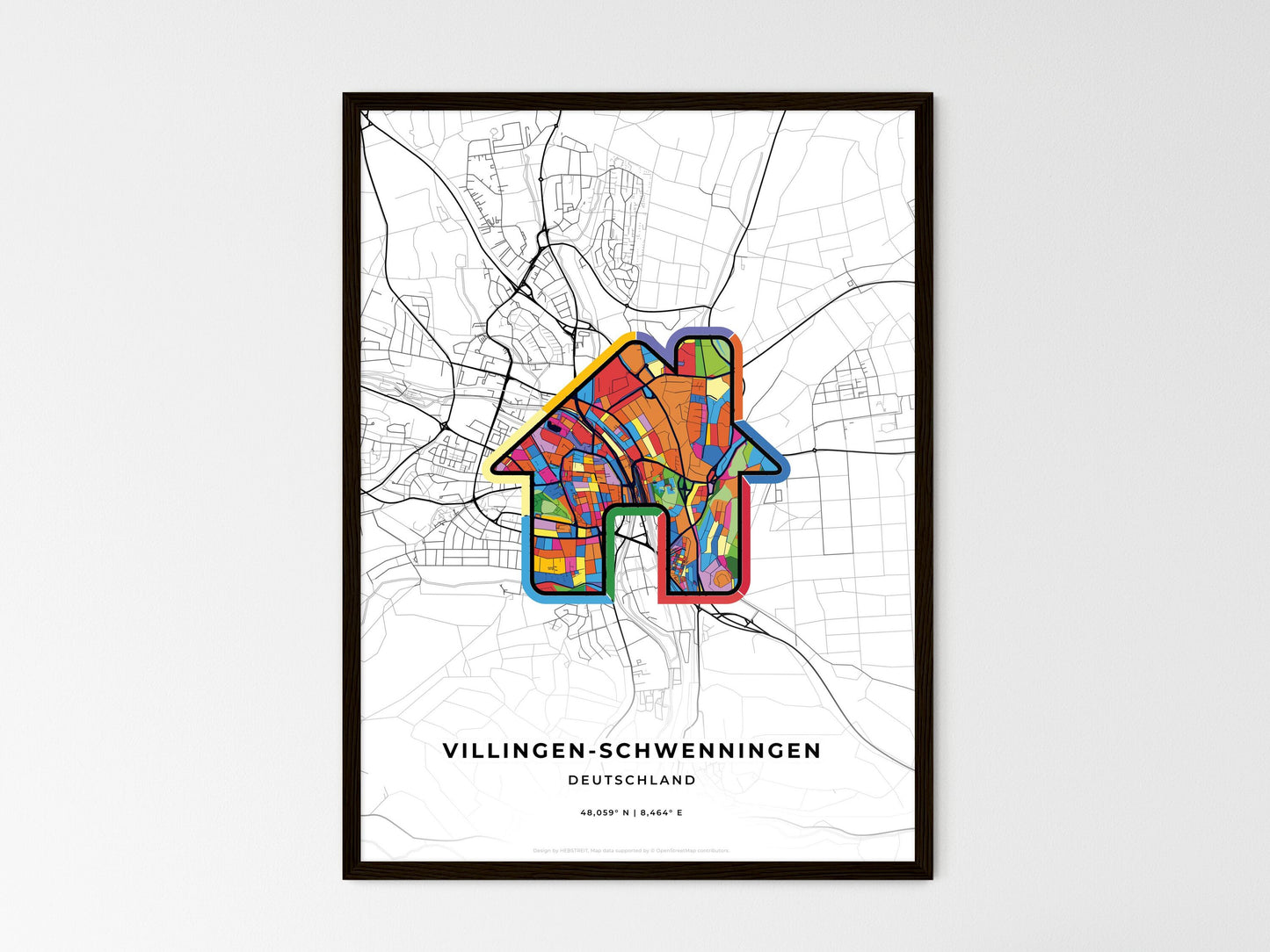 Villingen-Schwenningen Germany wedding art map with home icon