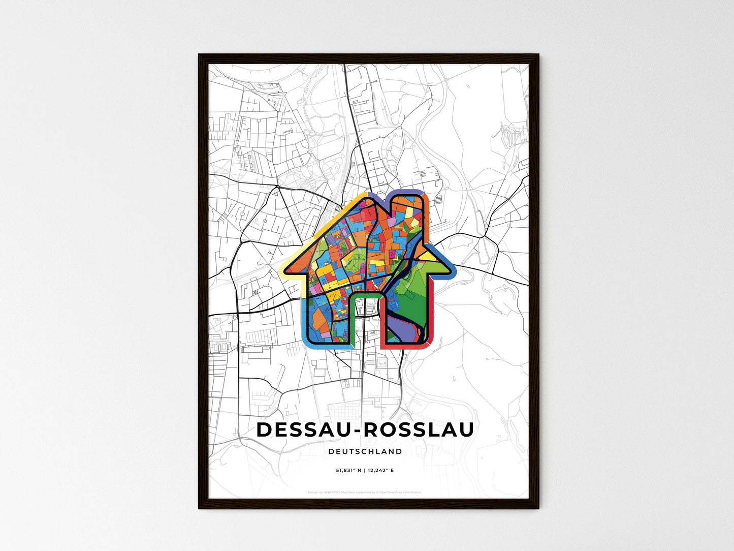 Dessau-Rosslau Germany wedding art map with home icon