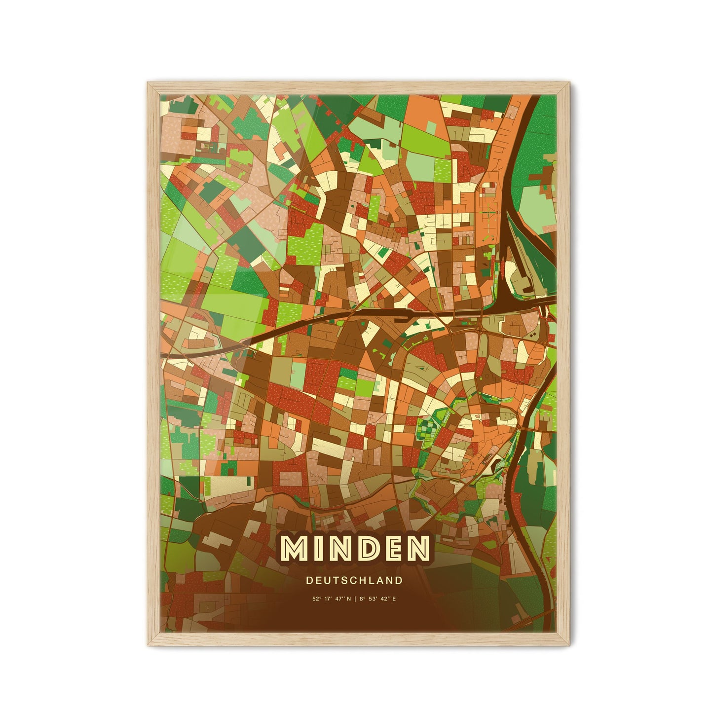 Colorful MINDEN GERMANY Fine Art Map Farmhouse