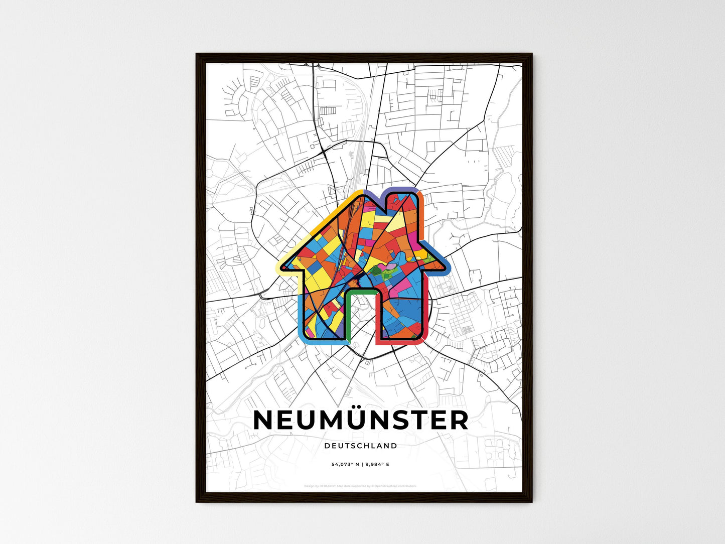 Neumunster Germany wedding art map with home icon