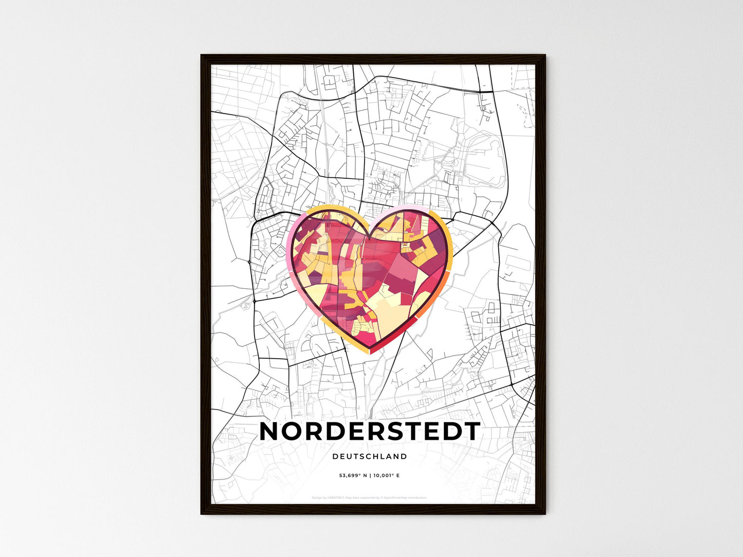 Norderstedt Germany wedding art map with heart icon