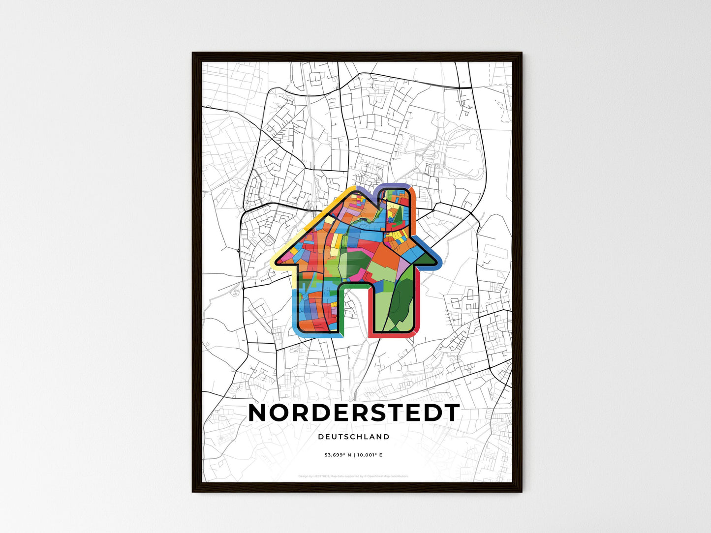 Norderstedt Germany wedding art map with home icon