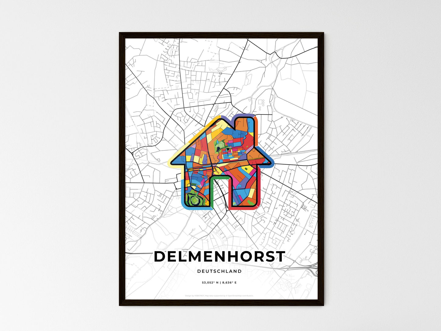 Delmenhorst Germany wedding art map with home icon
