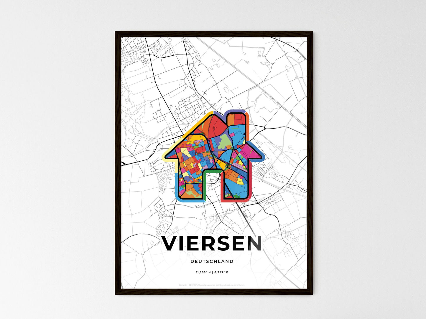 Viersen Germany wedding art map with home icon