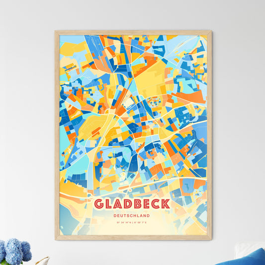 Colorful GLADBECK GERMANY Fine Art Map Blue Orange