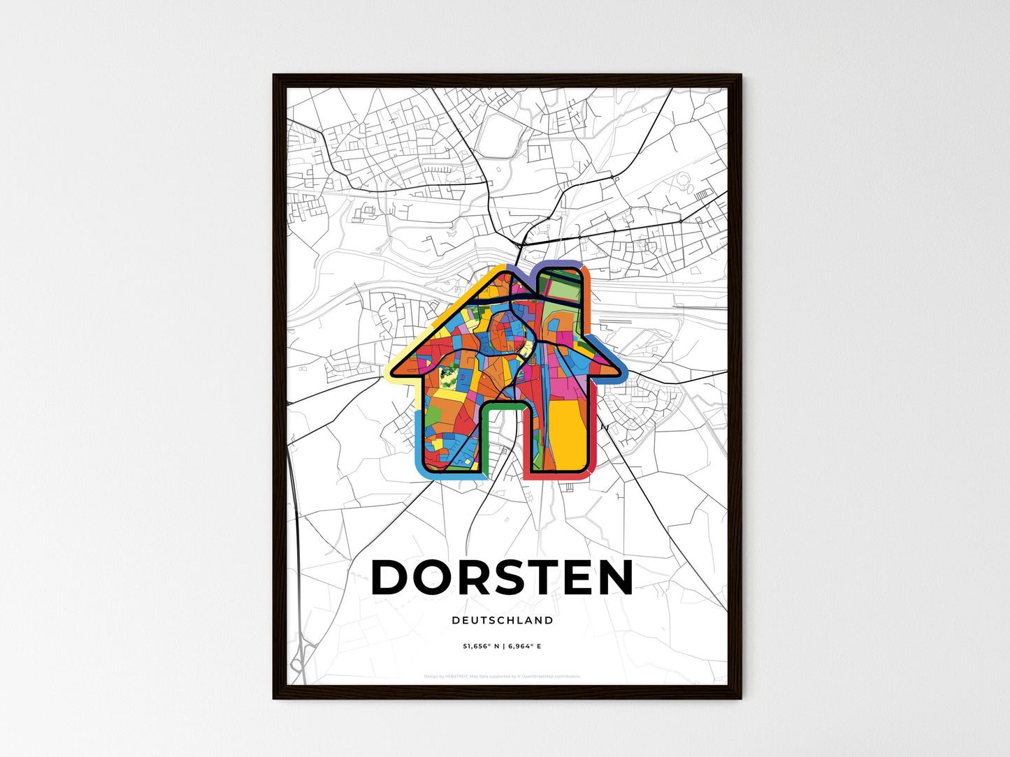Dorsten Germany wedding art map with home icon
