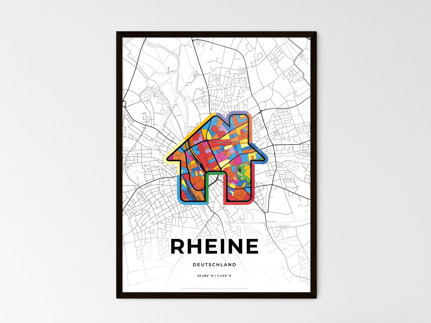Rheine Germany wedding art map with home icon
