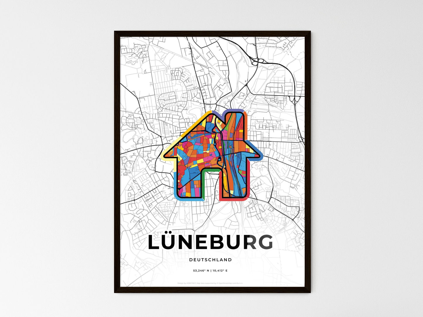 Luneburg Germany wedding art map with home icon