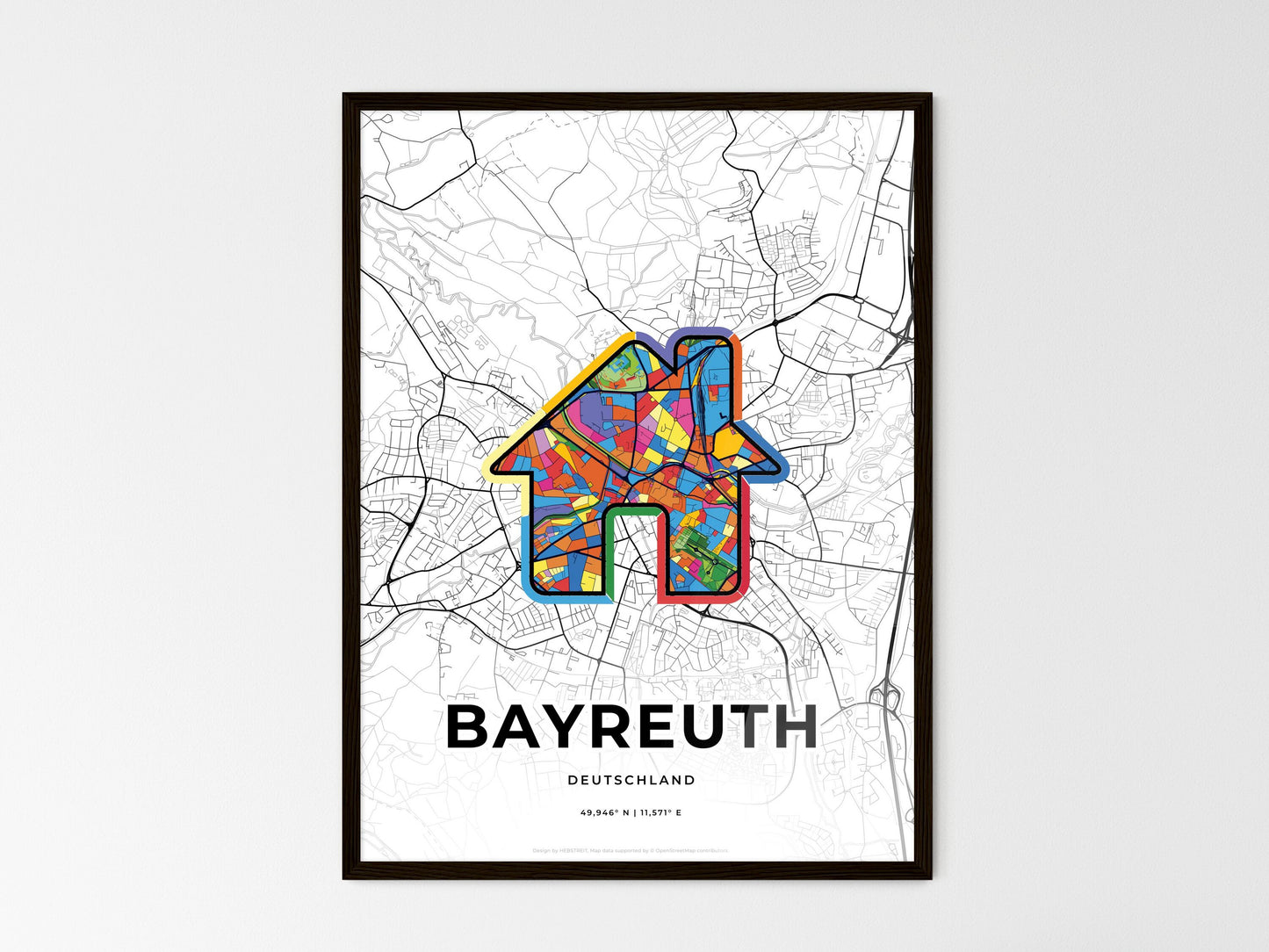 Bayreuth Germany wedding art map with home icon