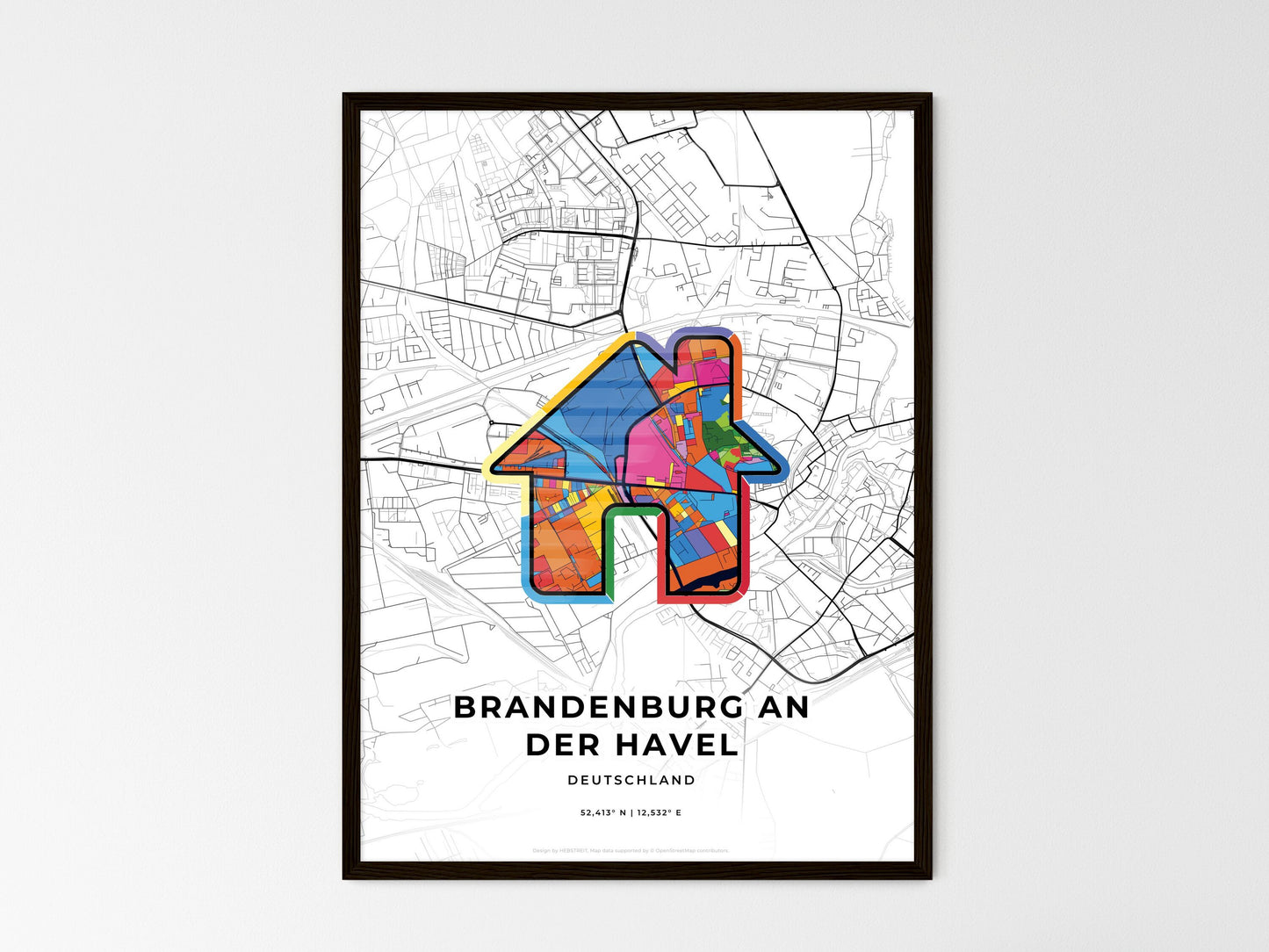 Brandenburg An Der Havel Germany wedding art map with home icon