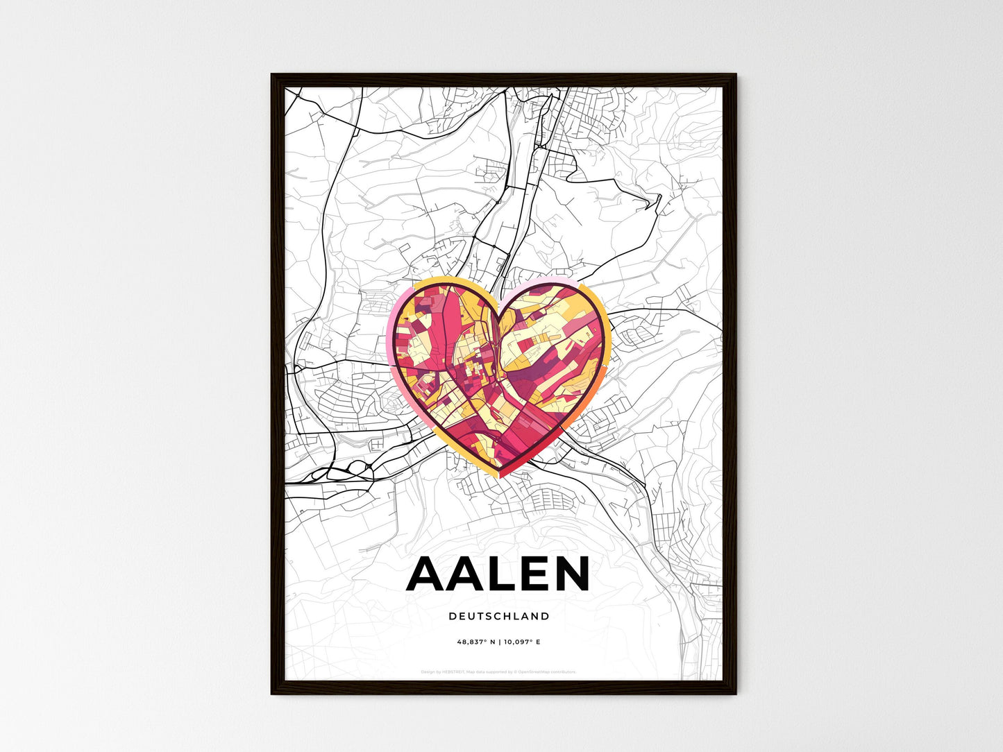 AALEN GERMANY minimal art map with a colorful icon. Where it all began, Couple map gift. Style 2