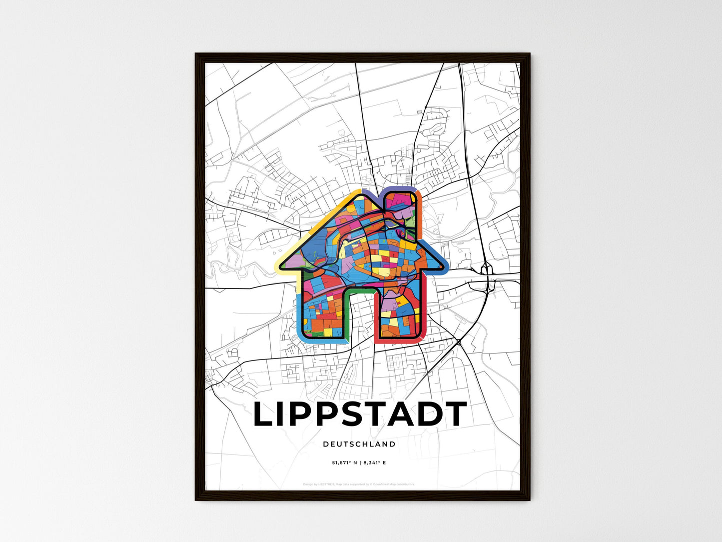 Lippstadt Germany wedding art map with home icon