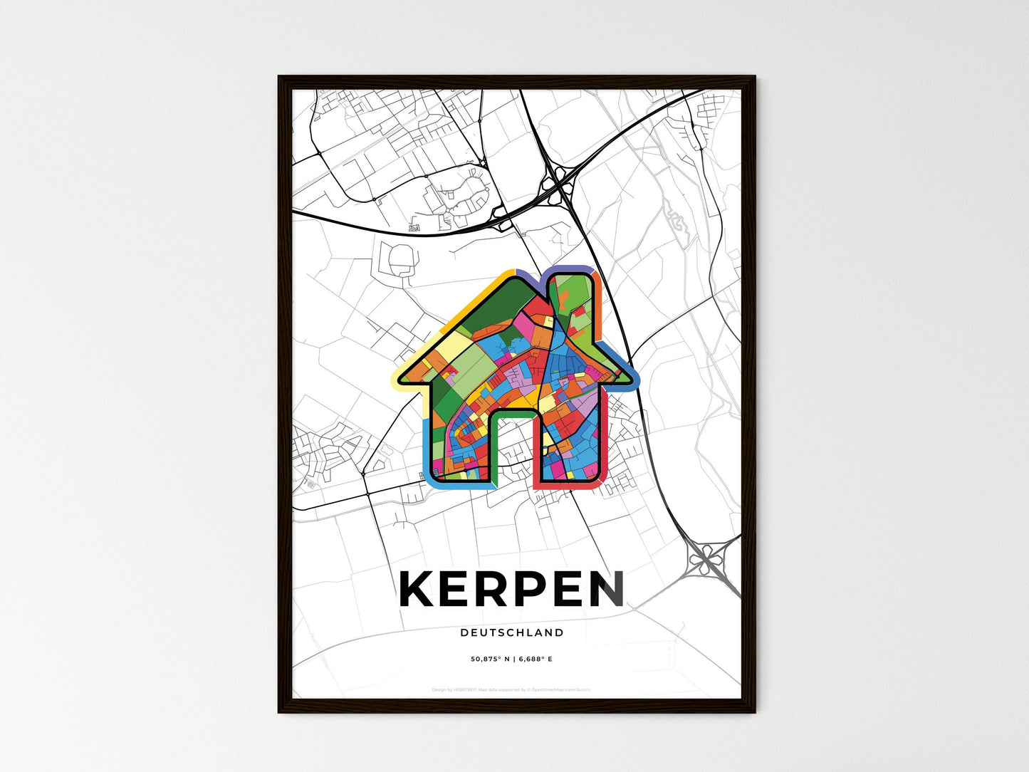 Kerpen Germany wedding art map with home icon