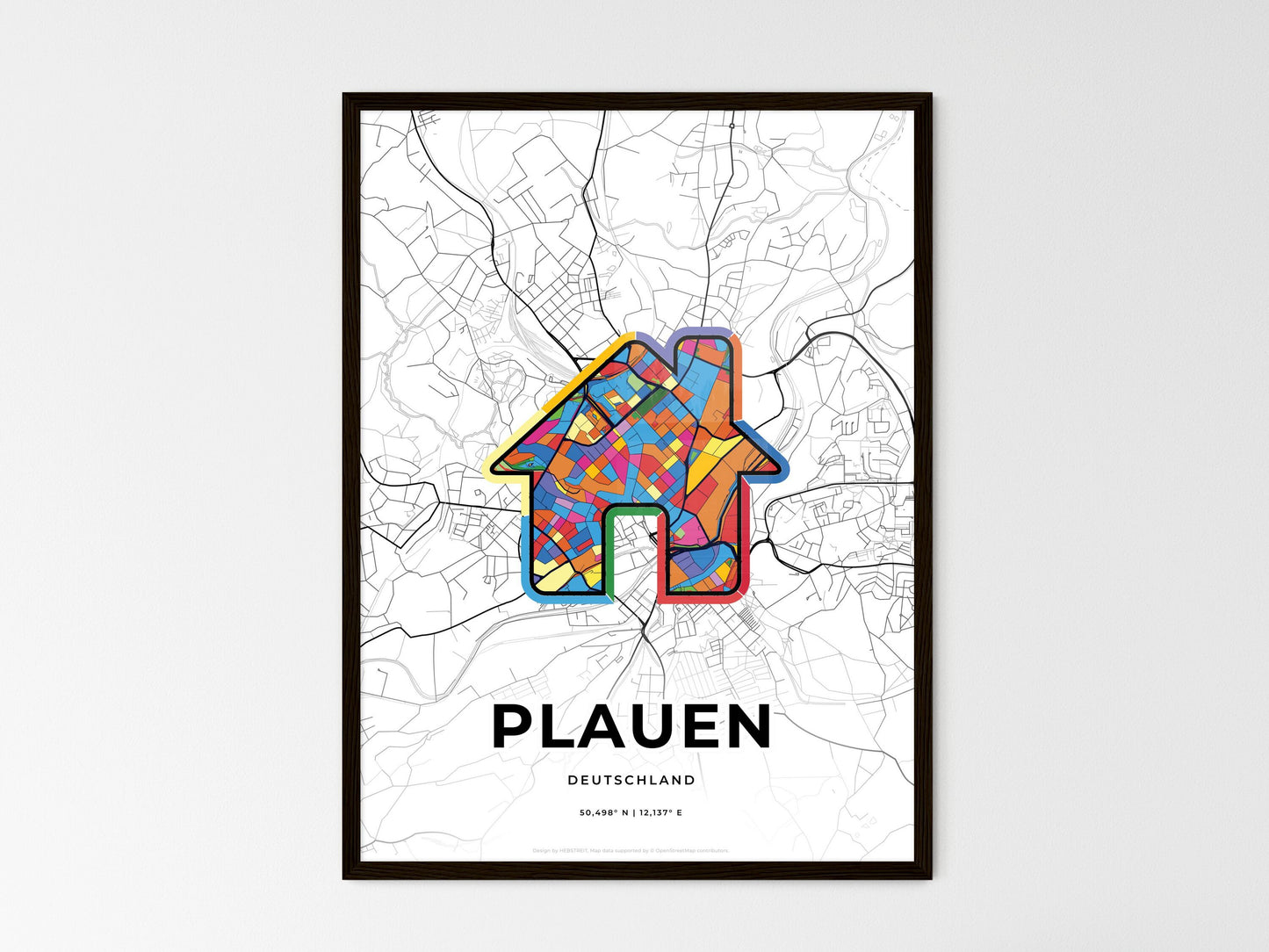 Plauen Germany wedding art map with home icon