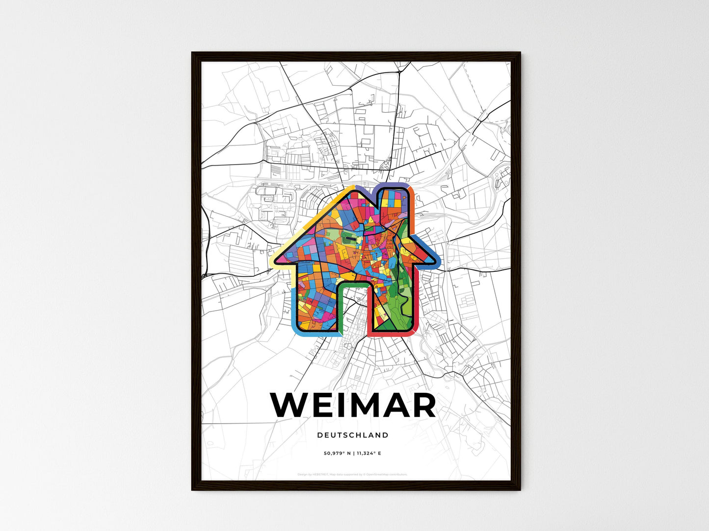 Weimar Germany wedding art map with home icon
