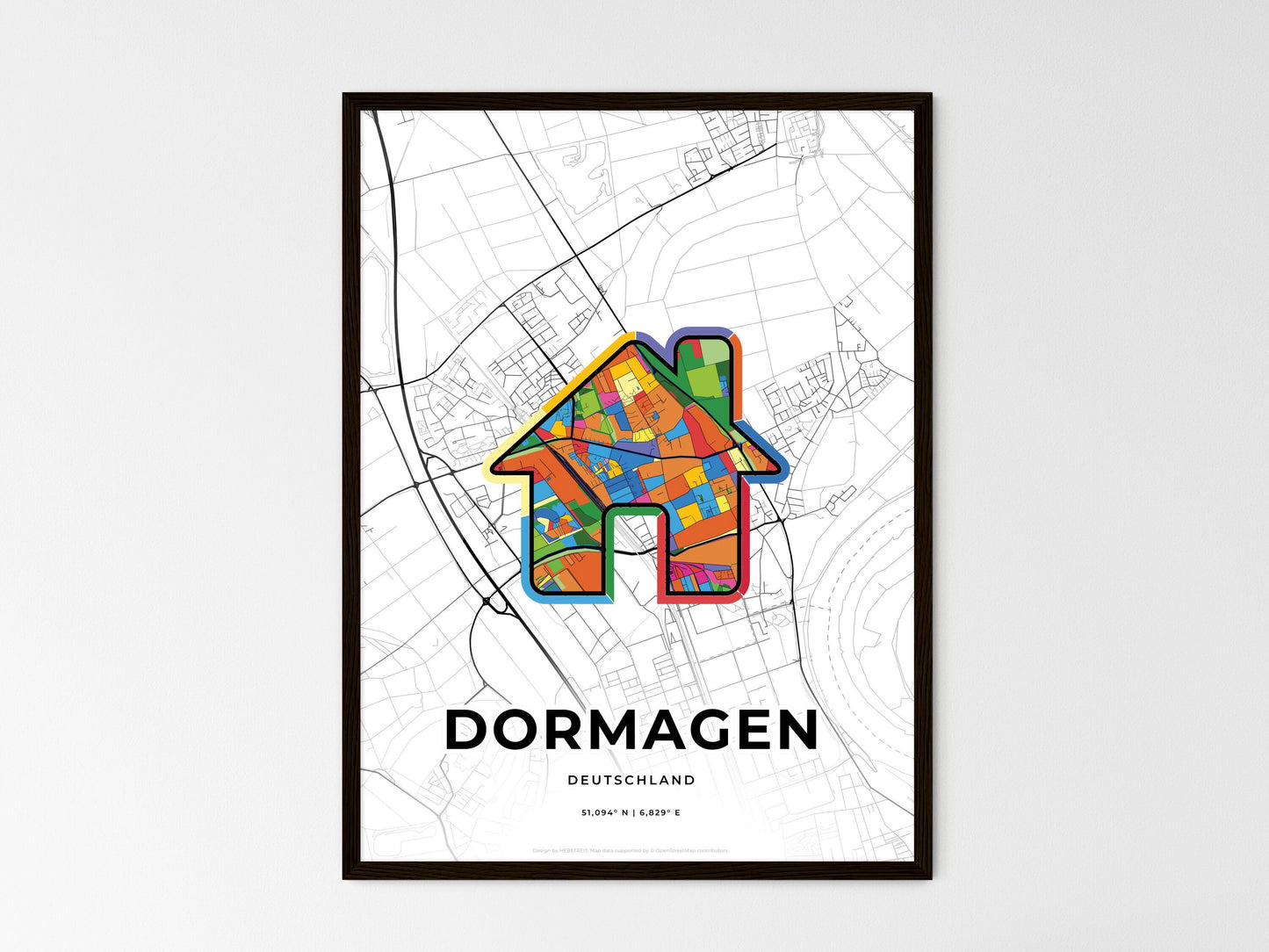 Dormagen Germany wedding art map with home icon