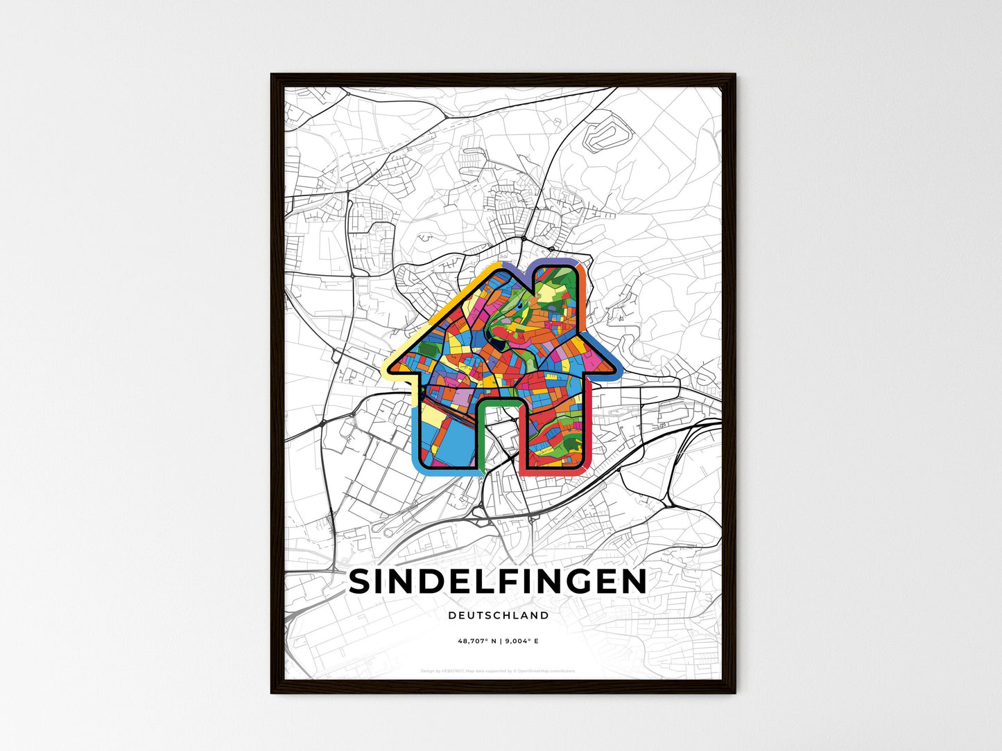 Sindelfingen Germany wedding art map with home icon