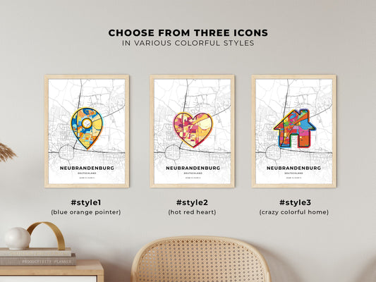 Neubrandenburg Germany maps with colorful icons