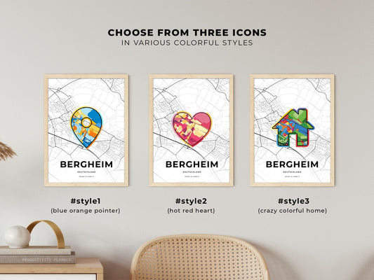 Bergheim Germany maps with colorful icons
