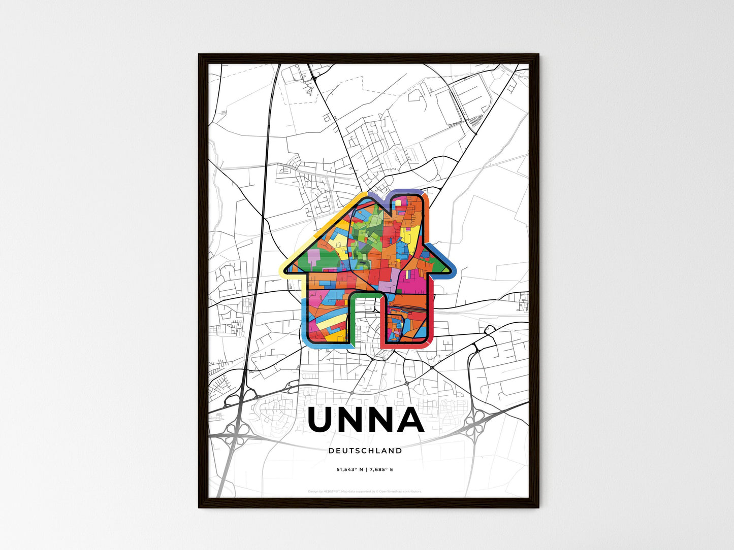 Unna Germany wedding art map with home icon