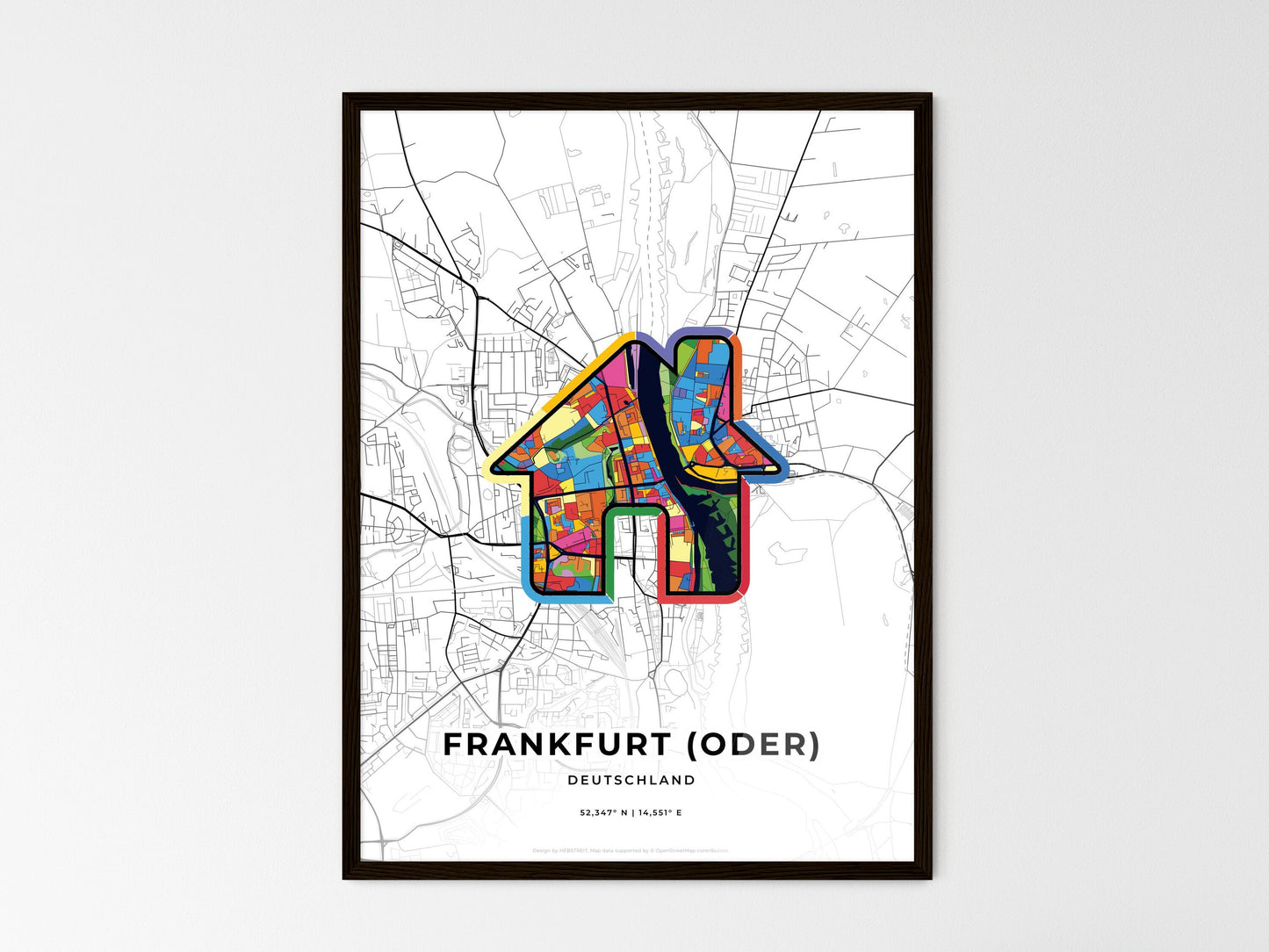 Frankfurt (Oder) Germany wedding art map with home icon