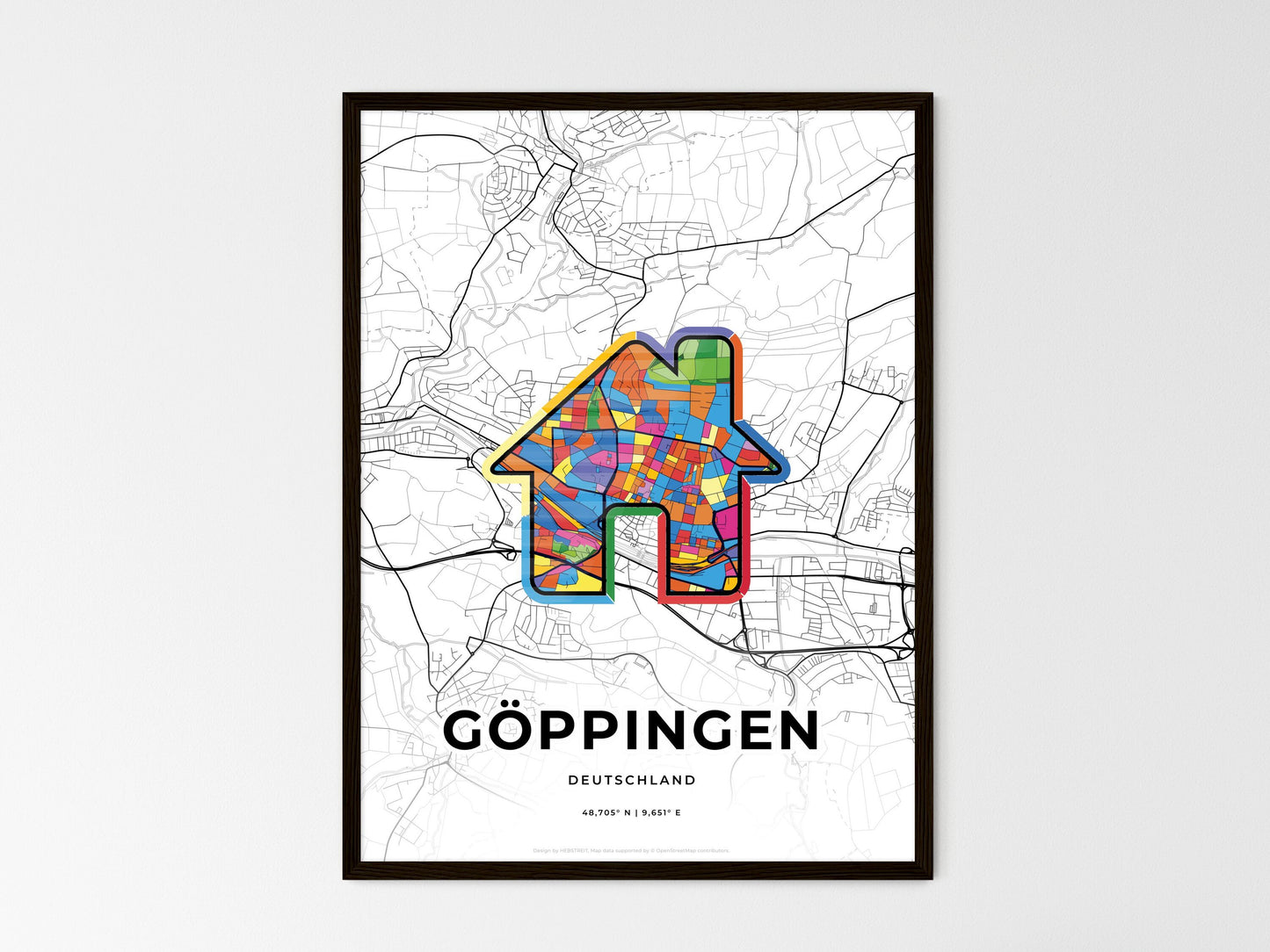 Goppingen Germany wedding art map with home icon