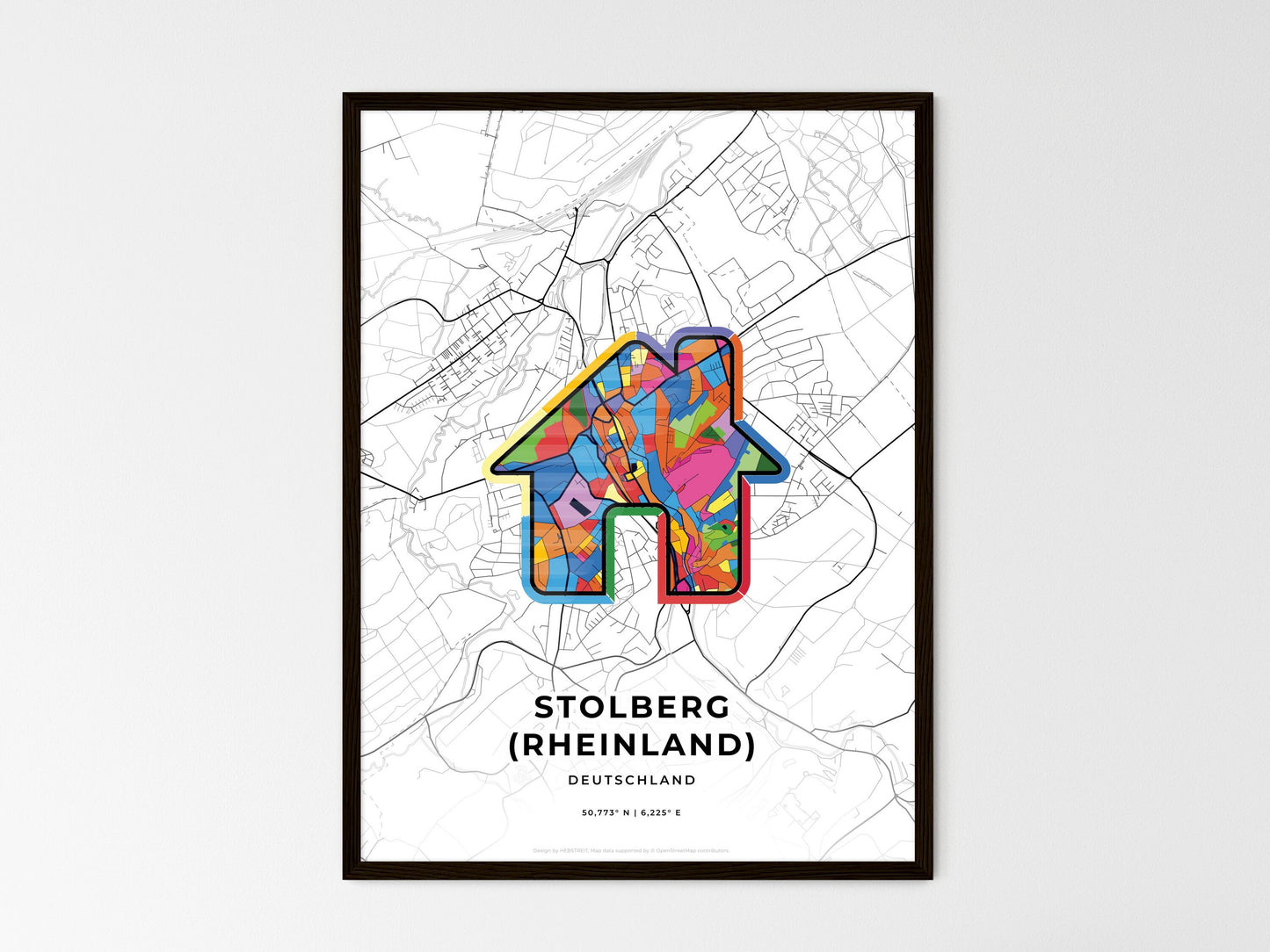 Stolberg (Rheinland) Germany wedding art map with home icon