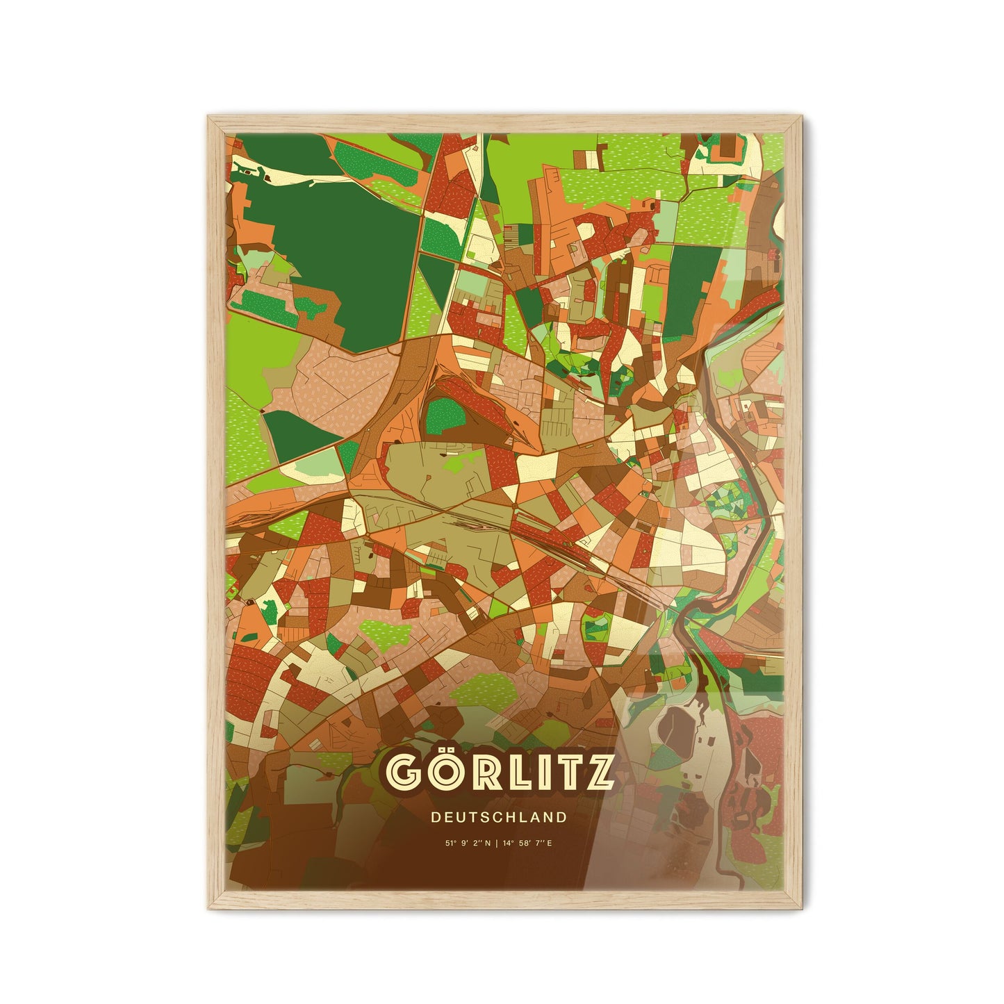 Colorful GORLITZ GERMANY Fine Art Map Farmhouse