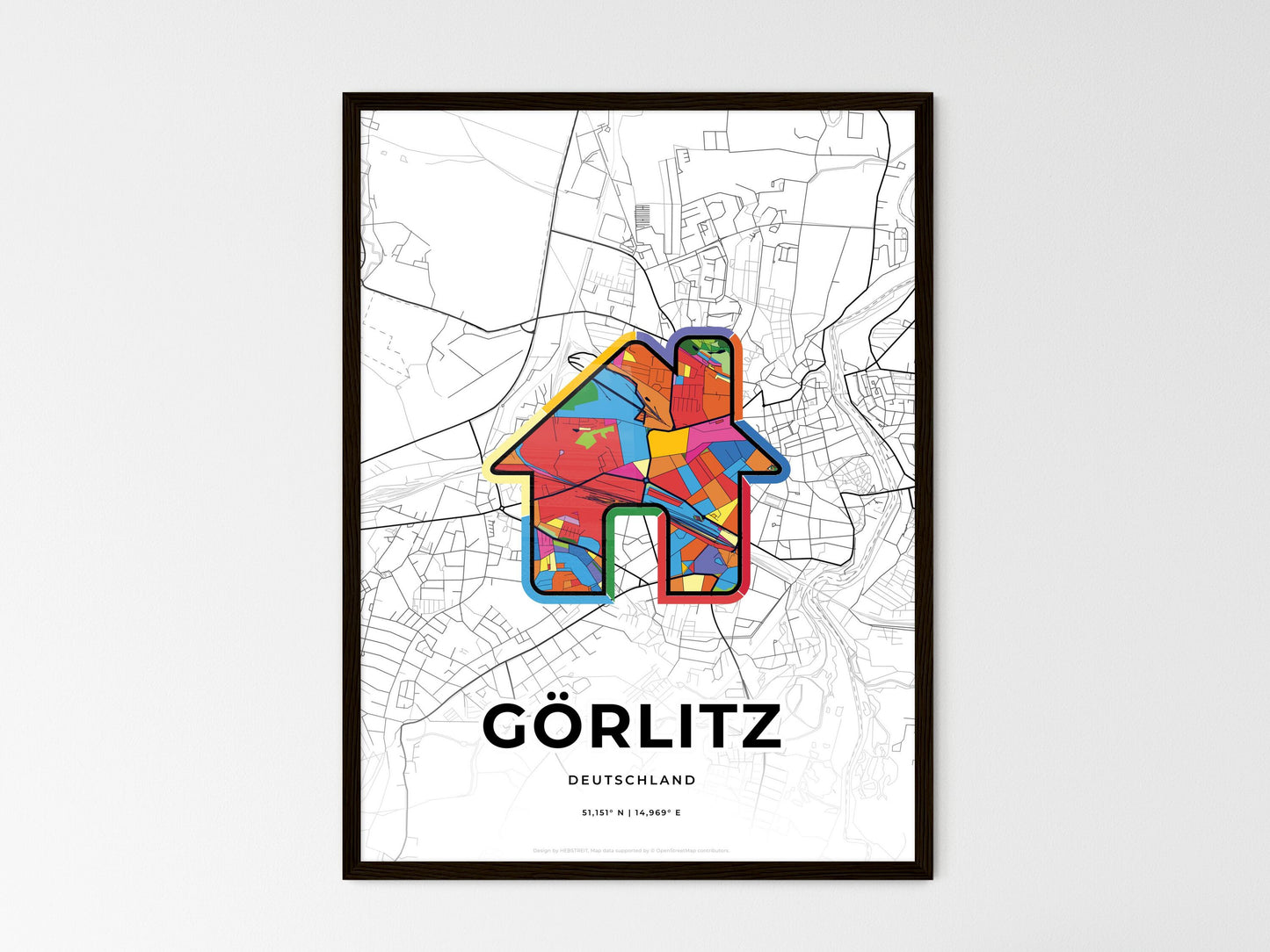 Gorlitz Germany wedding art map with home icon