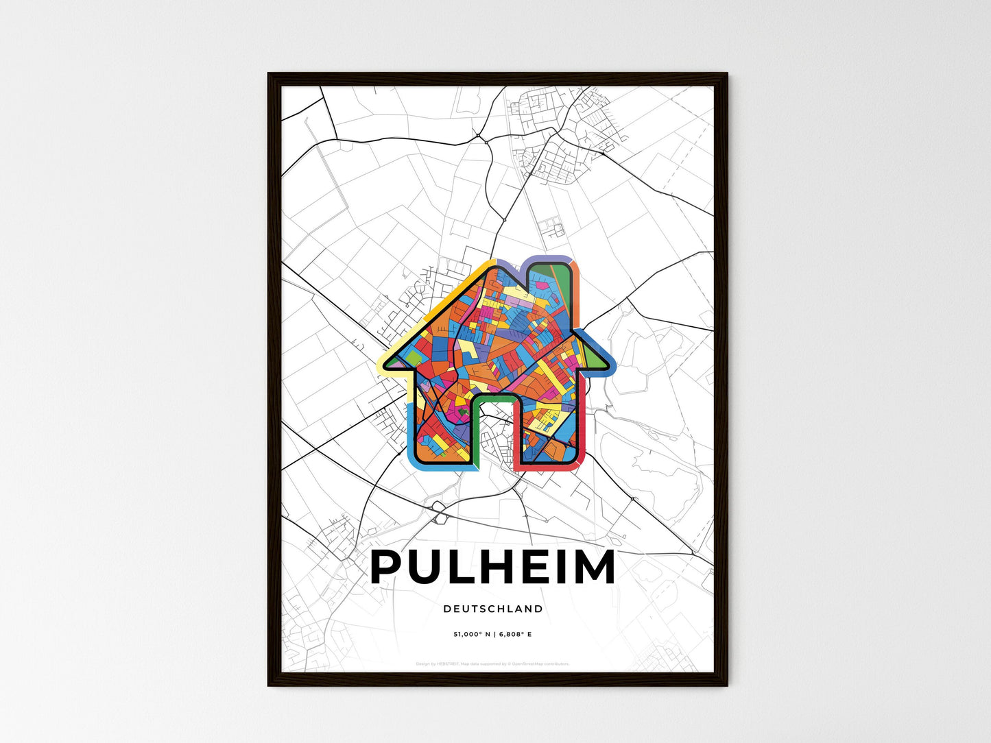 Pulheim Germany wedding art map with home icon