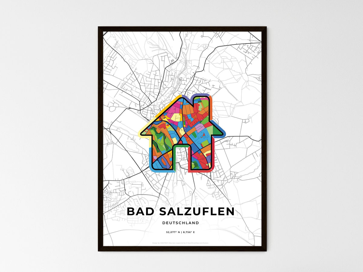 Bad Salzuflen Germany wedding art map with home icon