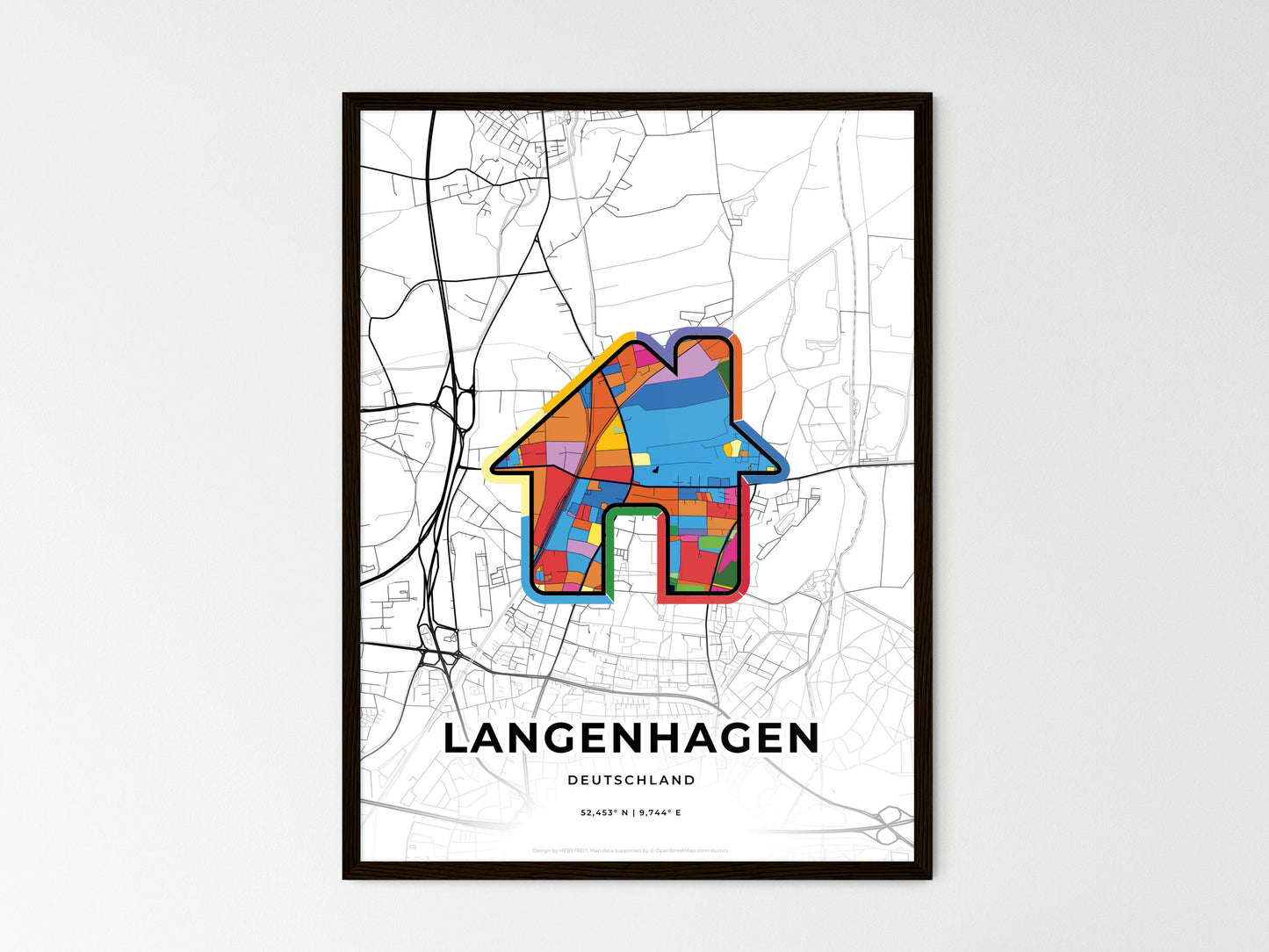 Langenhagen Germany wedding art map with home icon