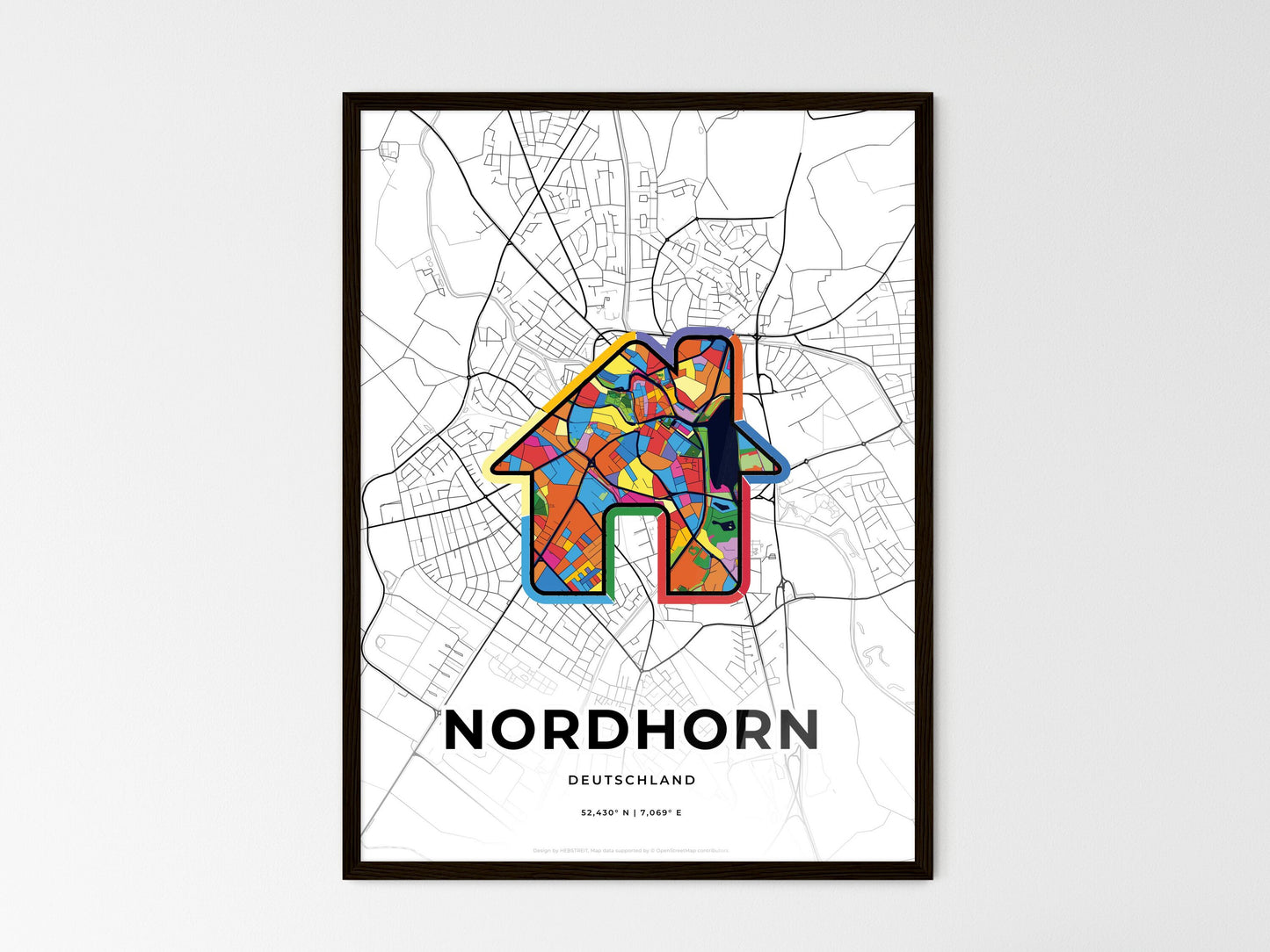 Nordhorn Germany wedding art map with home icon